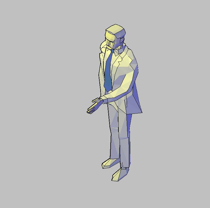 Bloque Autocad Vista de Hombre 12 Bibliot. 2D-3D en 3D